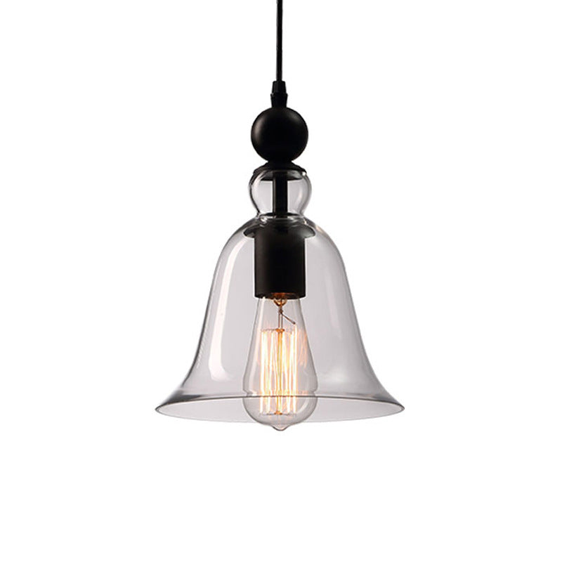 Lámpara colgante de campana modernismo ámbar/vidrio transparente 1 cabezal comedor lámpara colgante