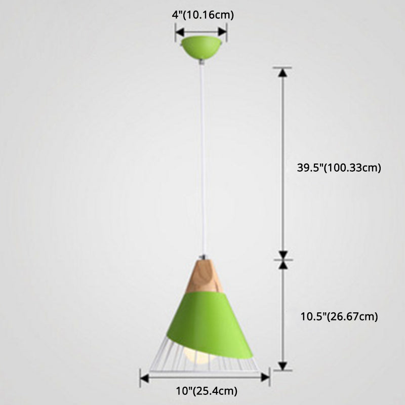 1-Light Wire Cage Pendant Lamp Nordic Macarons Style Metal Living Room Hanging Lamp