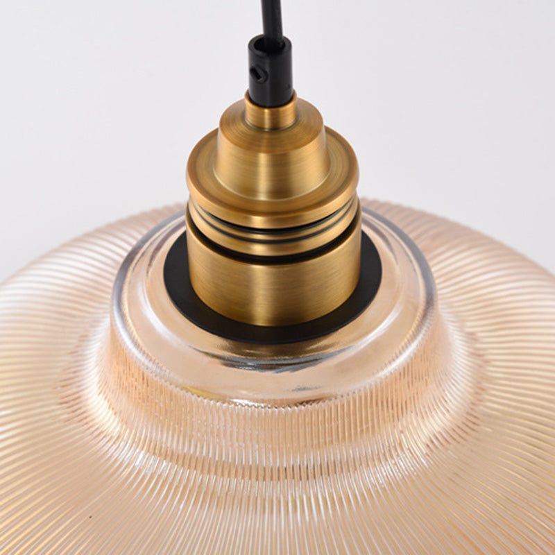 Retro Industrial 1 Light Pendant Prismatic Glass Dome Pendant Lighting  for Living Room