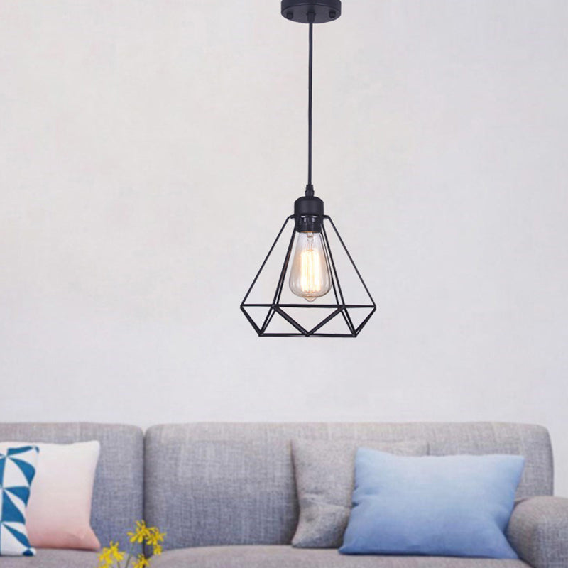 Diamond Iron Iron Cluster Lighting Industrial Retro Restaugh Hanging Lampada in nero