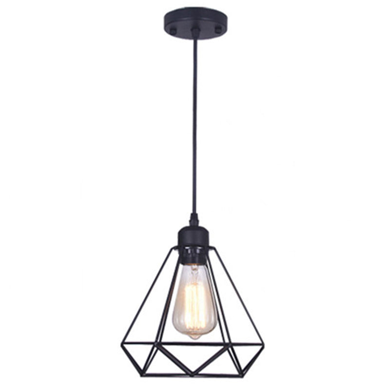 Diamond Iron Iron Cluster Lighting Industrial Retro Restaugh Hanging Lampada in nero