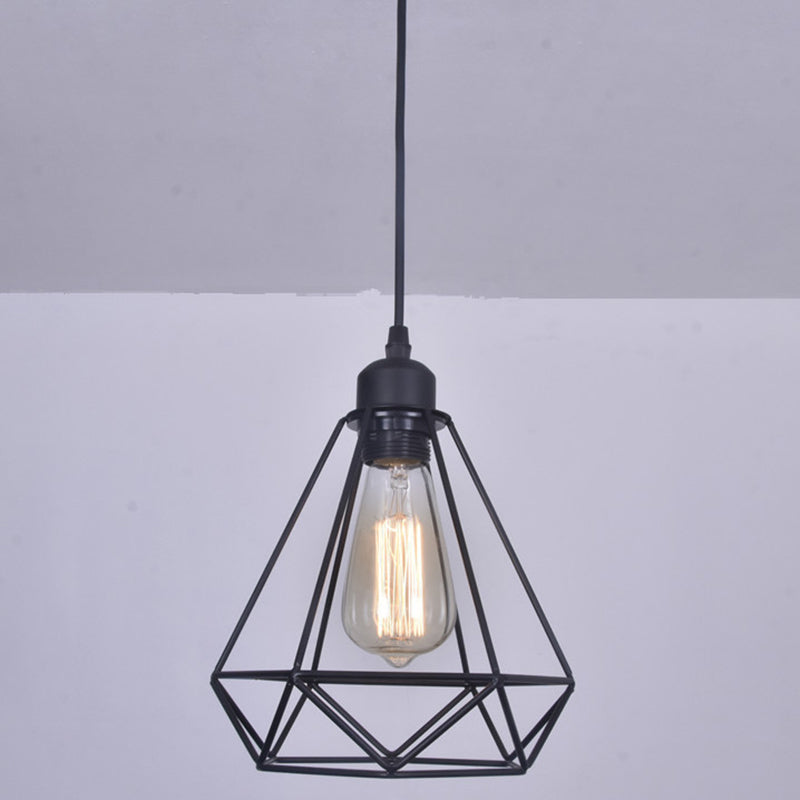Diamond Iron Iron Cluster Lighting Industrial Retro Restaugh Hanging Lampada in nero