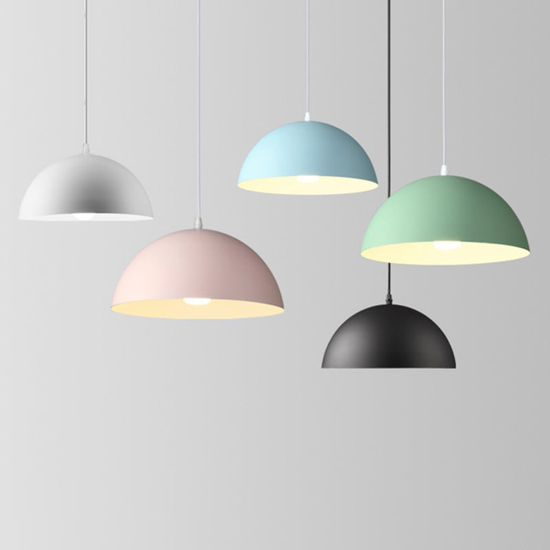 Metal Ribbed Dome Hanging Light 1-Light Nordic minimaliste Style suspendu lampe pour restaurant