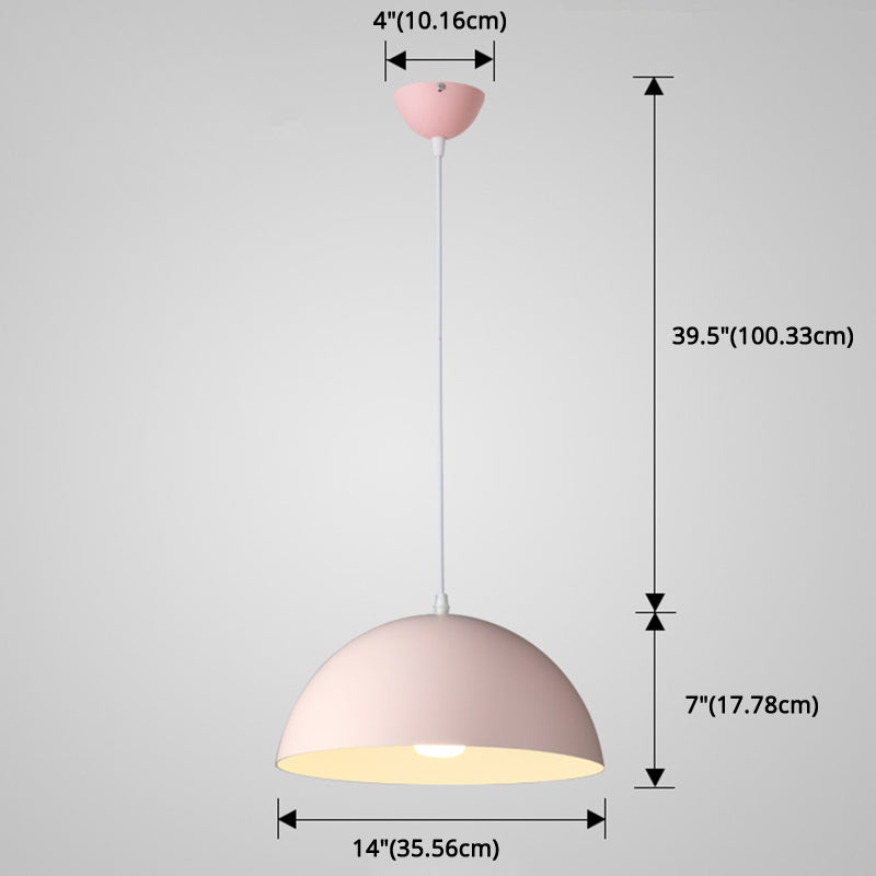 Metal Ribbed Dome Hanging Light 1-Light Nordic minimaliste Style suspendu lampe pour restaurant