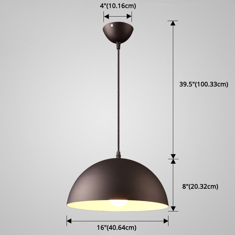 Metal Ribbed Dome Hanging Light 1-Light Nordic minimaliste Style suspendu lampe pour restaurant