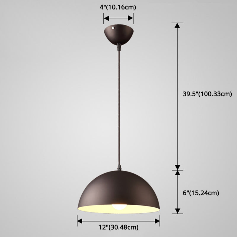 Metal Ribbed Dome Hanging Light 1-Light Nordic minimaliste Style suspendu lampe pour restaurant