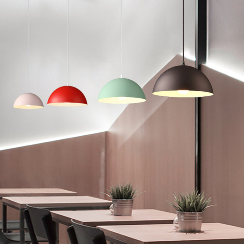 Metal Ribbed Dome Hanging Light 1-Light Nordic minimaliste Style suspendu lampe pour restaurant