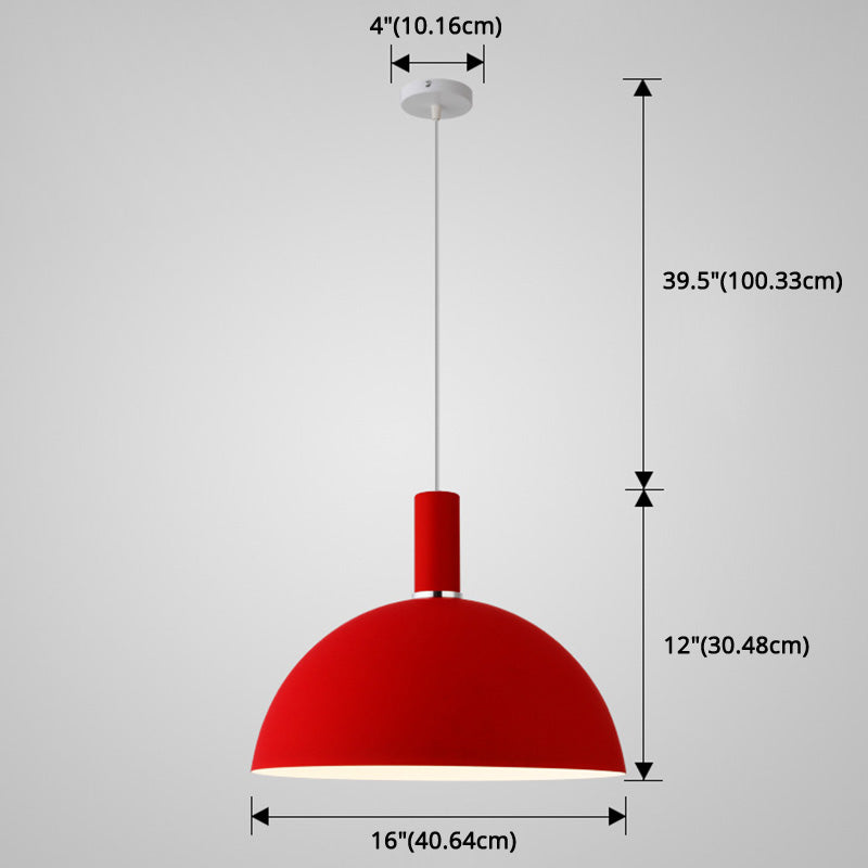 Metal Hemispherical Hanging Light Nordic Style 1 Light  Restaurant Ceiling Pendant Lamp