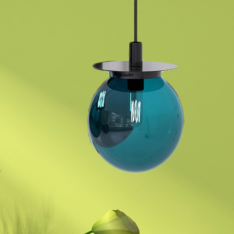 Globe comedor kit de lámpara colgante naranja/azul/vidrio transparente 1 cabeza de lámpara colgante moderna