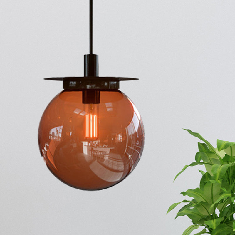 Globe comedor kit de lámpara colgante naranja/azul/vidrio transparente 1 cabeza de lámpara colgante moderna