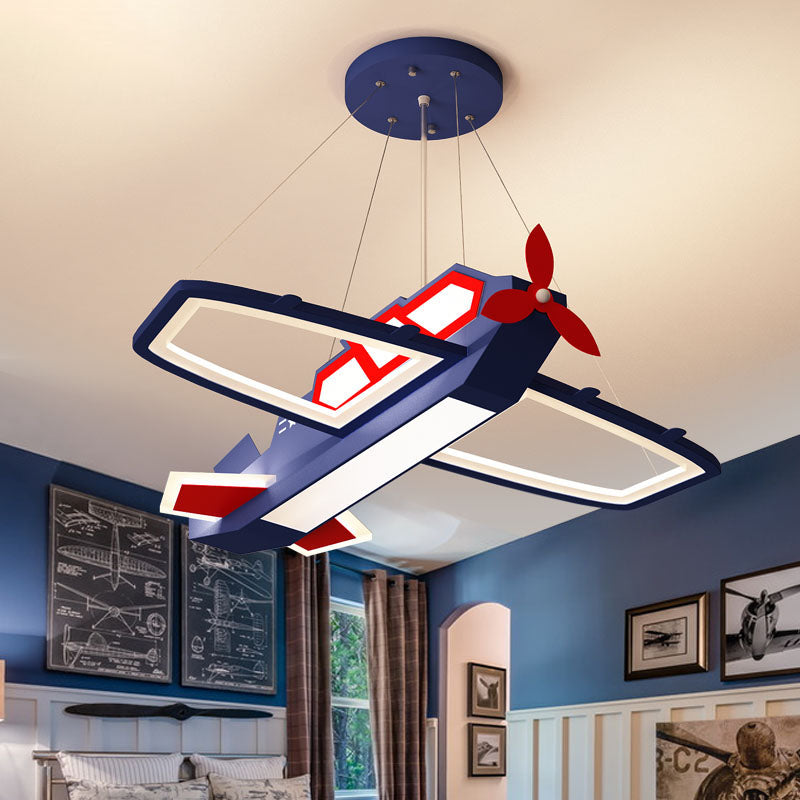 Acrylflugzeug Anhänger Leuchte Moderne -LED -Deckenleuchter in blauem, warmem/weißem Licht