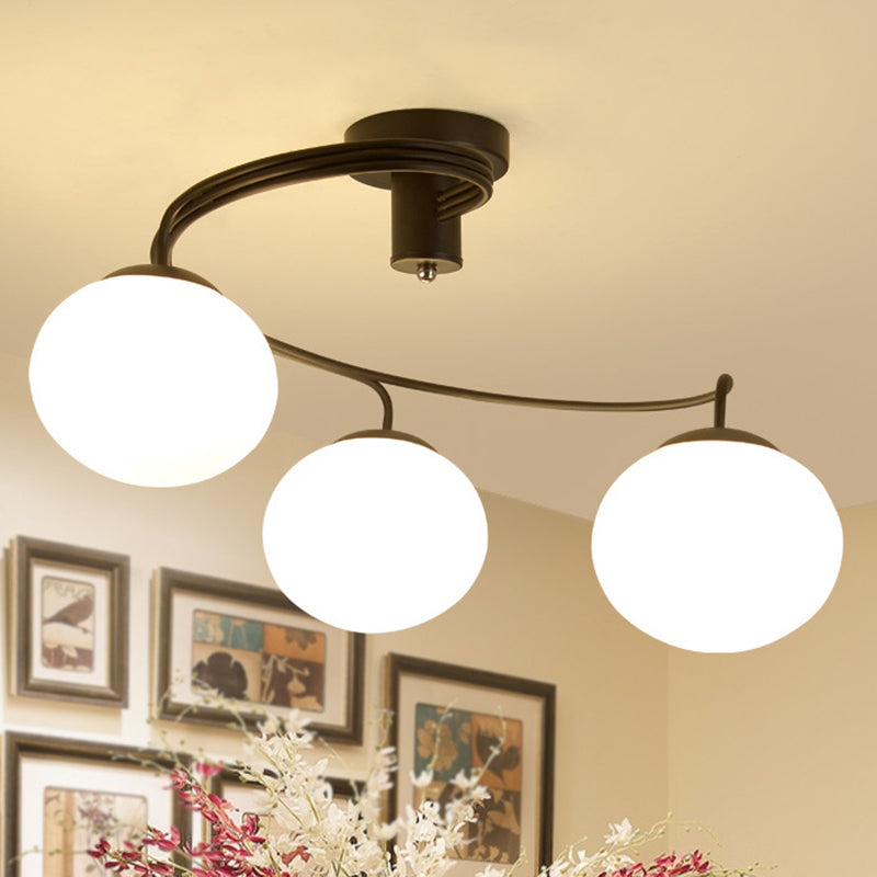 Luminaires semi-encastrés à billes, luminaire de plafond en verre opale moderniste pour chambre à coucher