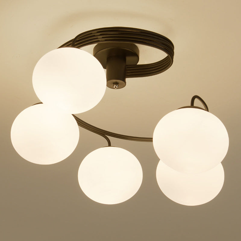 Luminaires semi-encastrés à billes, luminaire de plafond en verre opale moderniste pour chambre à coucher