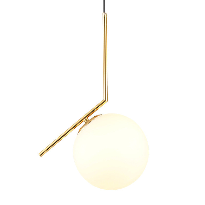 Midden-eeuws ontwerpbol hangen lamp opaal matglas schaduw 1 licht hanglampje licht