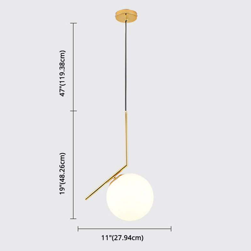 Mid-Century Design Globe Hanging Lamp Opal Frosted Glass Shade 1 Light  Pendant Light