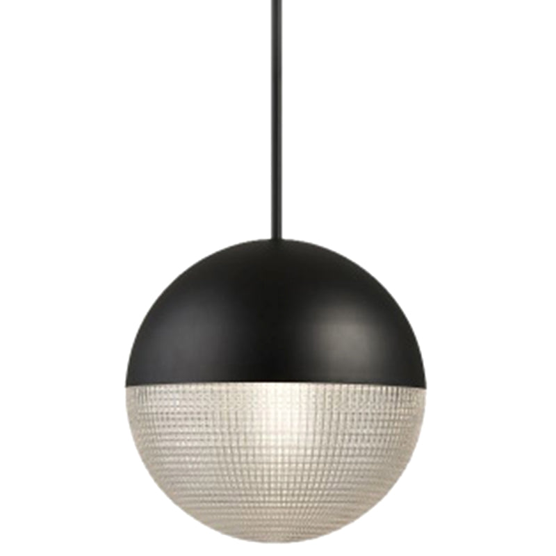 Metal 1 Light Pendant Light Mid-Century Modern Spherical Prismatic Glass Hanging Lamp