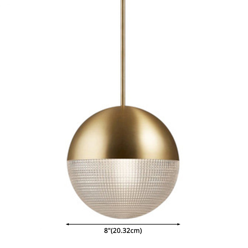 Metal 1 Light Pendant Light Mid-Century Modern Spherical Prismatic Glass Hanging Lamp