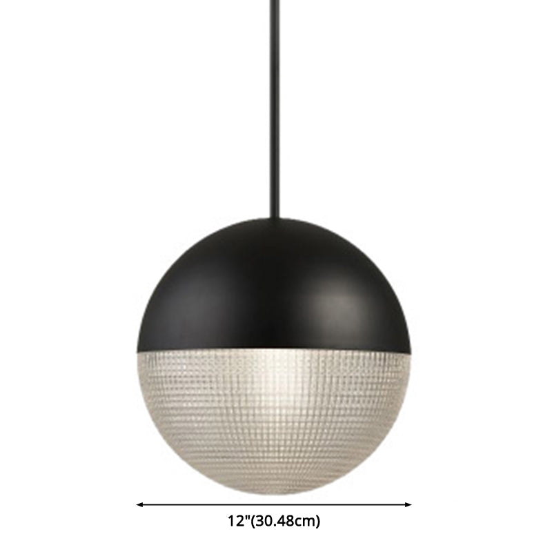 Metal 1 Light Pendant Light Mid-Century Modern Spherical Prismatic Glass Hanging Lamp