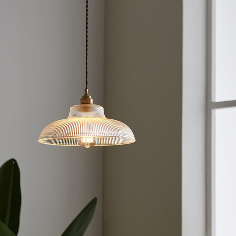 Retro Industrial 1 Light Pendant Prismatic Glass Dome Pendant Lighting  for Living Room