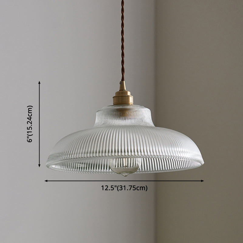 Retro Industrial 1 Light Pendant Prismatic Glass Dome Pendant Lighting  for Living Room