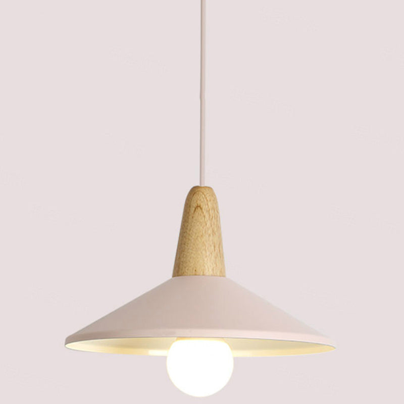 Metal 1 Light  Hanging Light Nordic Style Restaurant Ceiling Pendant Lamp with Wooden Top