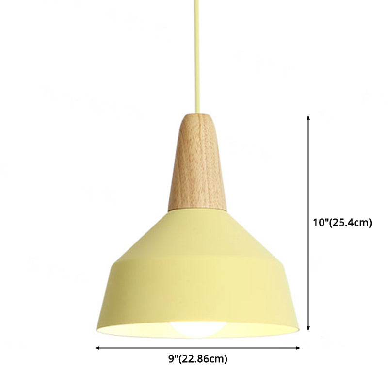 Metal 1 Light  Hanging Light Nordic Style Restaurant Ceiling Pendant Lamp with Wooden Top