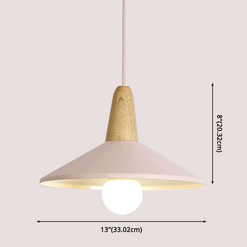 Metal 1 Light  Hanging Light Nordic Style Restaurant Ceiling Pendant Lamp with Wooden Top