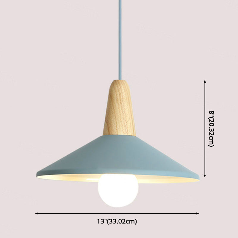 Metal 1 Light  Hanging Light Nordic Style Restaurant Ceiling Pendant Lamp with Wooden Top
