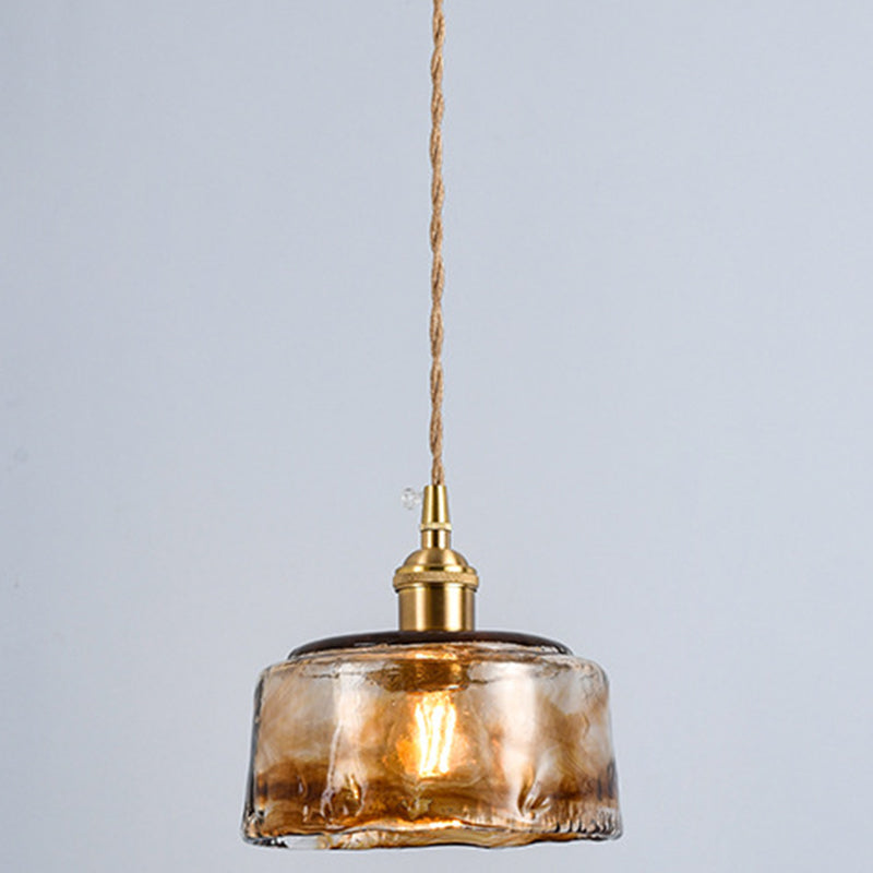 Retro Industrial 1 Light Pendant  Lamp Amber Alabaster Glass Pendant Lighting  for Living Room