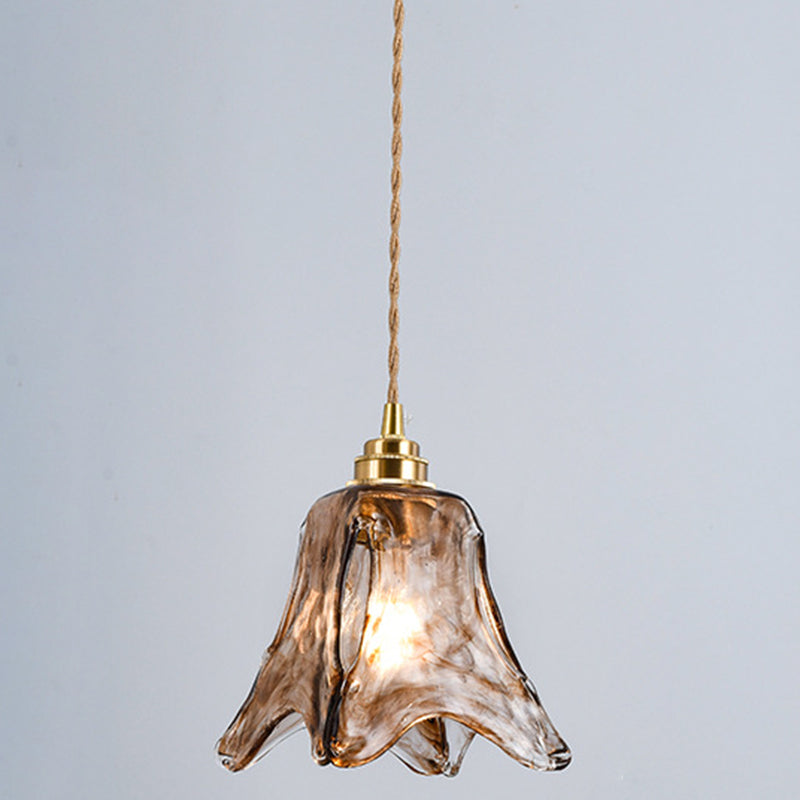 Retro Industrial 1 Light Pendant  Lamp Amber Alabaster Glass Pendant Lighting  for Living Room