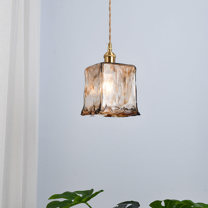 Retro Industrial 1 Light Pendant  Lamp Amber Alabaster Glass Pendant Lighting  for Living Room