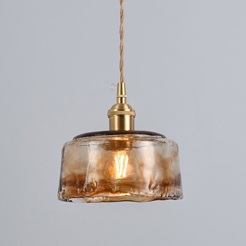 Retro Industrial 1 Light Pendant  Lamp Amber Alabaster Glass Pendant Lighting  for Living Room