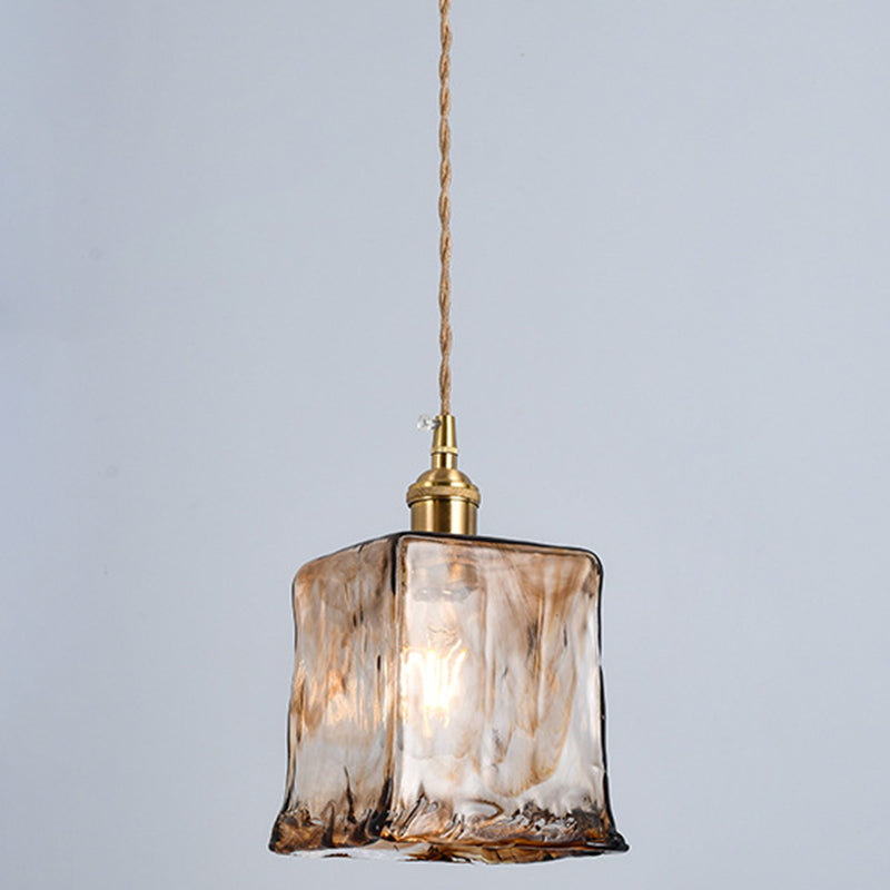 Retro Industrial 1 Light Pendant  Lamp Amber Alabaster Glass Pendant Lighting  for Living Room
