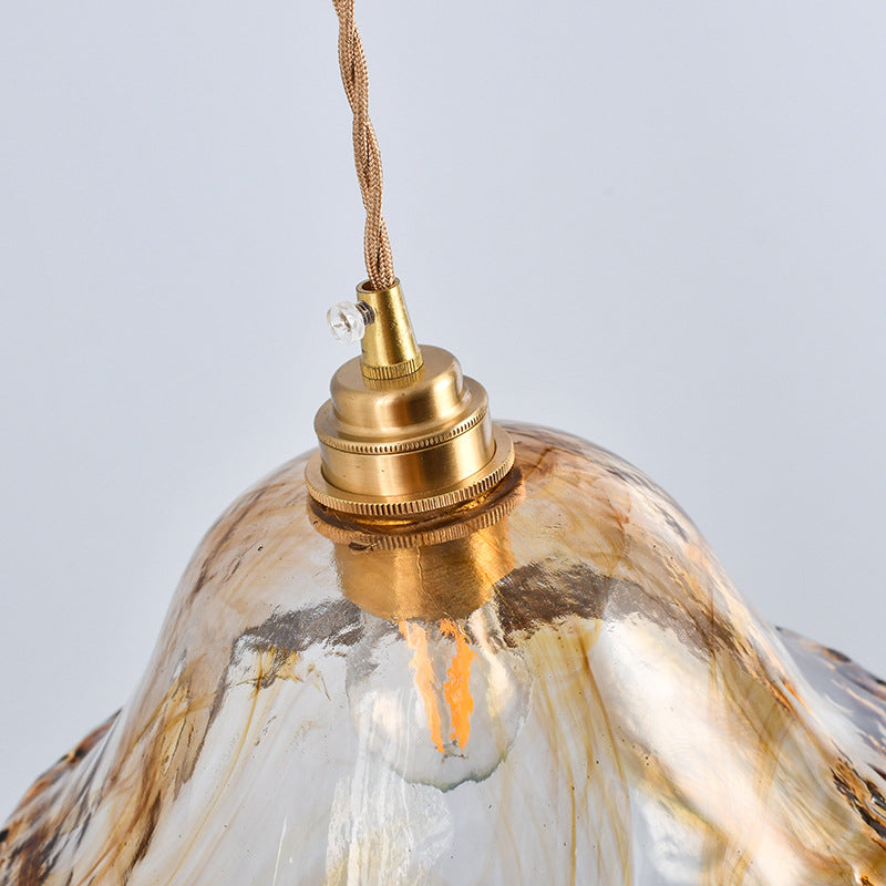 Retro Industrial 1 Light Pendant  Lamp Amber Alabaster Glass Pendant Lighting  for Living Room