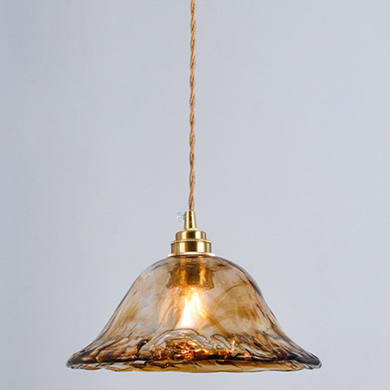 Retro Industrial 1 Light Pendant  Lamp Amber Alabaster Glass Pendant Lighting  for Living Room