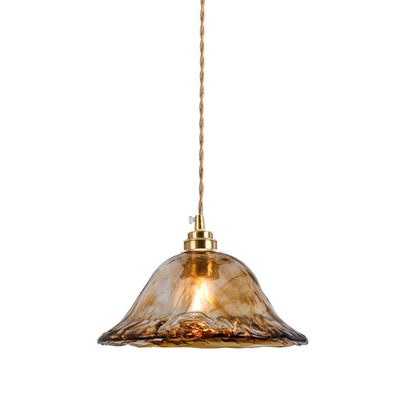 Retro Industrial 1 Light Pendant  Lamp Amber Alabaster Glass Pendant Lighting  for Living Room