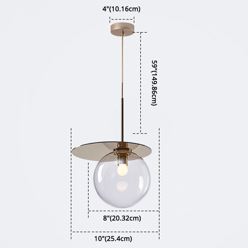 1 Light Spherical Pendant Light Modern Designer Glass Dining Room Hanging Lamp