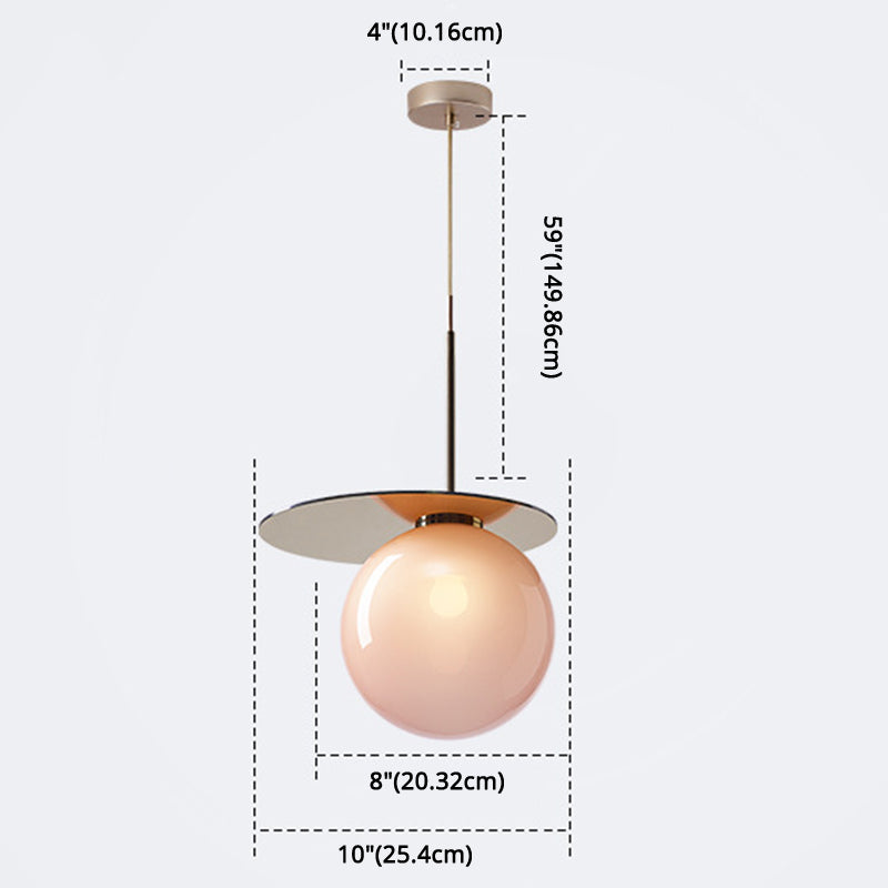 1 Light Spherical Pendant Light Modern Designer Glass Dining Room Hanging Lamp