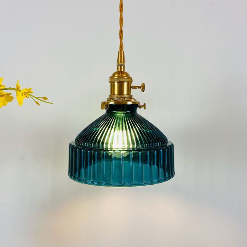 Retro Industrial 1 Light Pendant Lamp Prismatic Glass Barn Pendant Lighting for Living Room