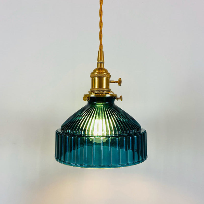 Retro Industrial 1 Light Pendant Lamp Prismatic Glass Barn Pendant Lighting for Living Room