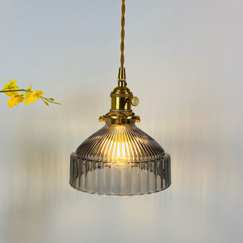 Retro Industrial 1 Light Pendant Lamp Prismatic Glass Barn Pendant Lighting for Living Room