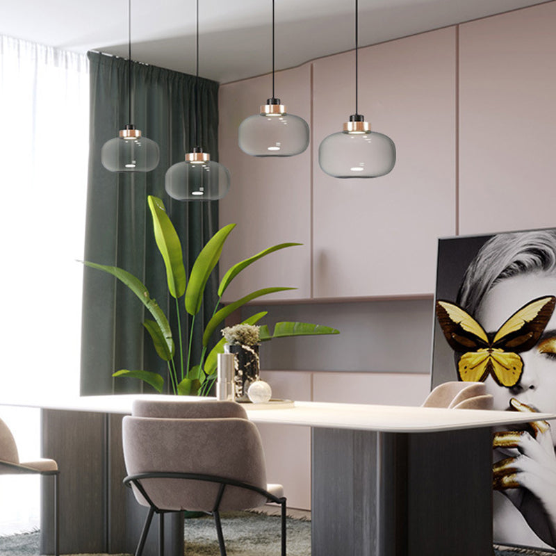 1 Light Mason Jar Pendant Light Modern Hand Blown Glass Shade Hanging Lamp