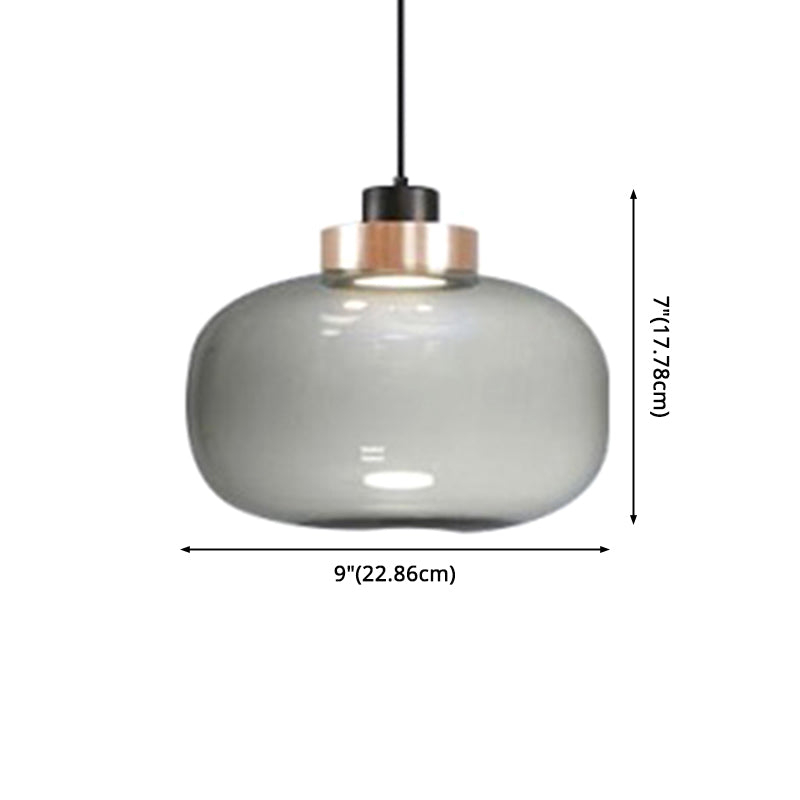 1 Light Mason Jar Pendant Light Modern Hand Blown Glass Shade Hanging Lamp