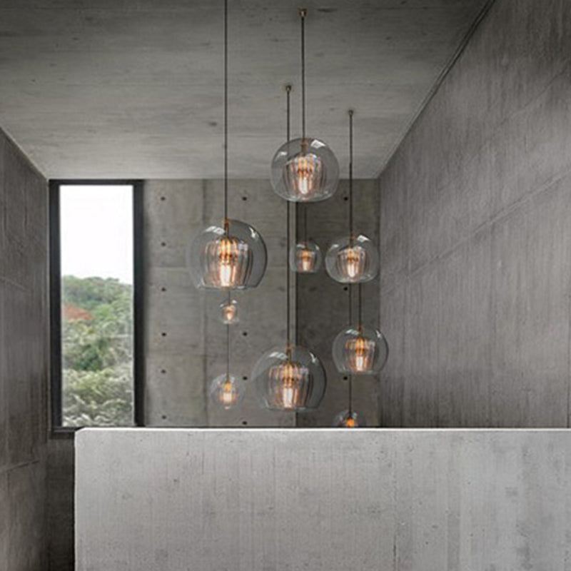 1 lampe suspendue à globe léger lampe à suspension à double verre transparent moderne pour le salon