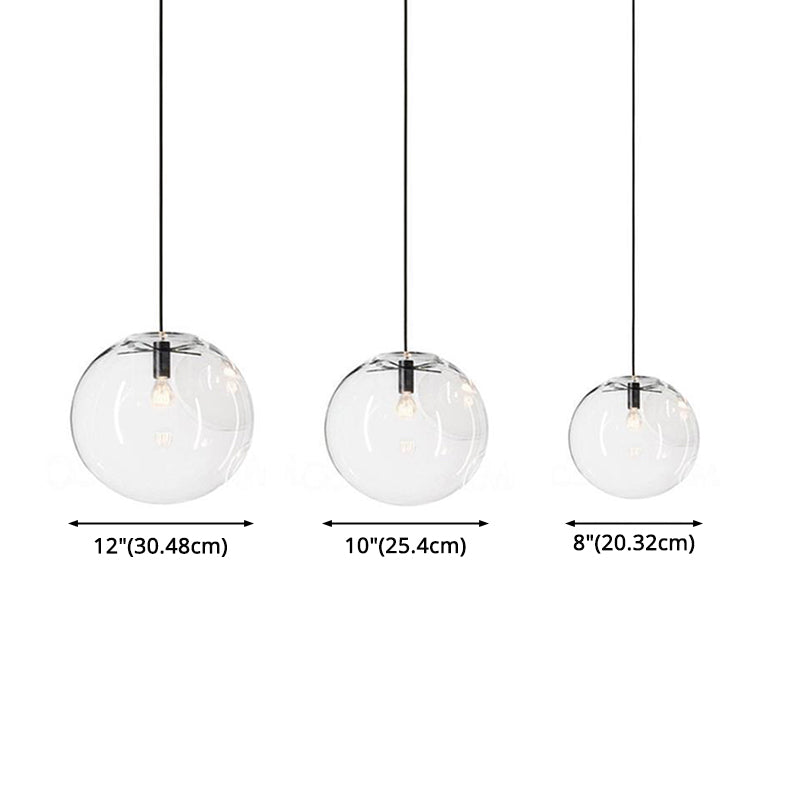 1 Light Spherical Pendant Light Modern Minimalist Clear Glass Dining Room Hanging Lamp