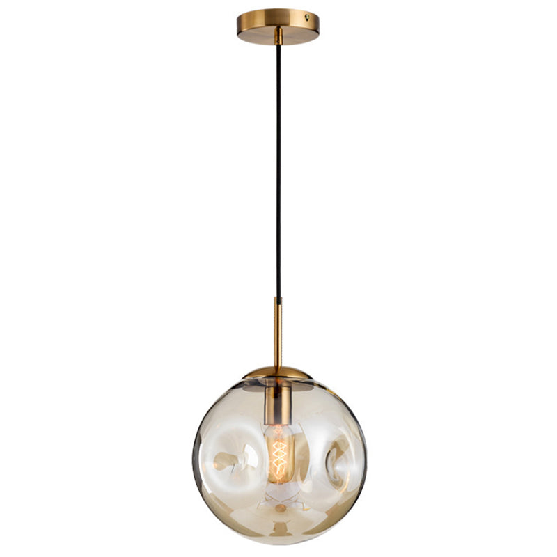 1 Light Spherical Pendant Light Modern Hand-Blown Glass Shade Hanging Lamp