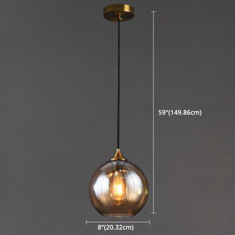 Post-Modern Minimalist  Design Hanging Lamp 1 Light  Globe Glass Shade Pendant Light
