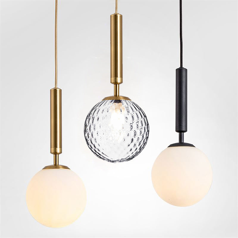 Mitte des Jahrhunderts Design Globe Hanging Lamp Glass Schatten 1 Licht Anhänger Licht für Schlafzimmer