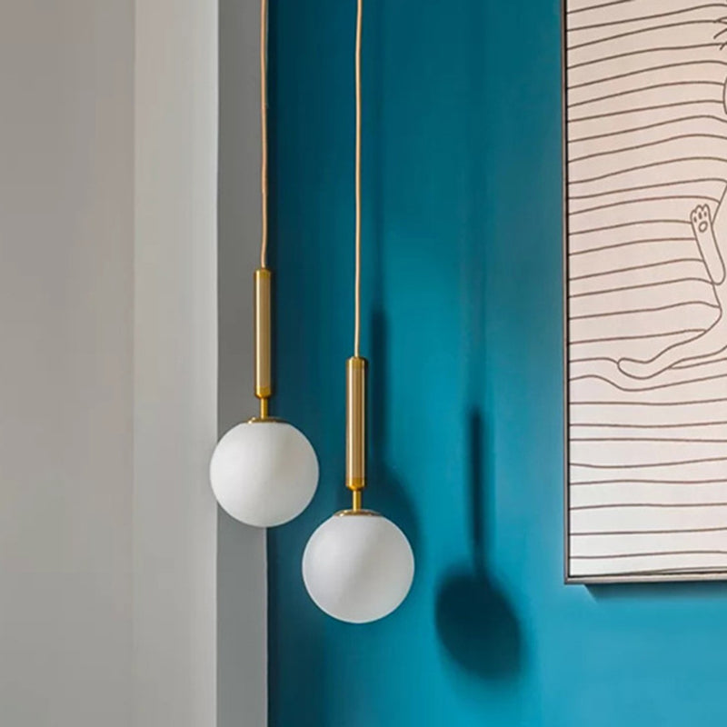 Mitte des Jahrhunderts Design Globe Hanging Lamp Glass Schatten 1 Licht Anhänger Licht für Schlafzimmer