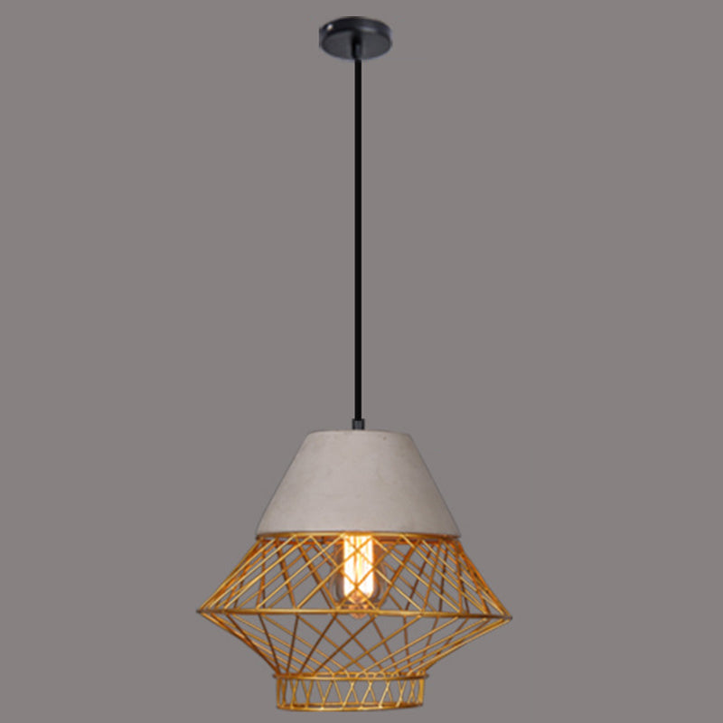 Drahtkäfig Schatten Anhänger Beleuchtung Urban Retro 1 Light Restaurant Hanging Lamp mit Zementoberteil